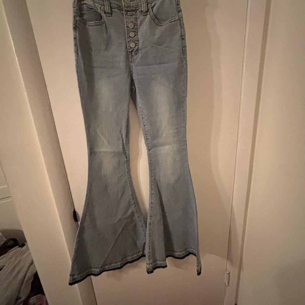 Free People We the Free Flared Blue Jeans - Picture 2 of 5